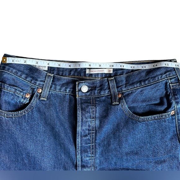 Levi's Premium Ribcage Straight Leg Denim Jeans Women’s Size 32 Dark Wash - Picture 12 of 16